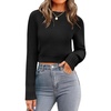 Zeagoo Women’s 2026 Fall Crewneck Cropped Sweaters Long Sleeve Knit Tops(Black)