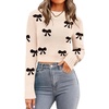 Zeagoo Women’s 2026 Fall Crewneck Cropped Sweaters Long Sleeve Knit Tops(Bowknot Beige)