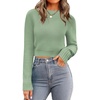 Zeagoo Women’s 2026 Fall Crewneck Cropped Sweaters Long Sleeve Knit Tops(Green)
