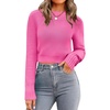 Zeagoo Women’s 2026 Fall Crewneck Cropped Sweaters Long Sleeve Knit Tops(Pink)