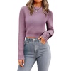 Zeagoo Women’s 2026 Fall Crewneck Cropped Sweaters Long Sleeve Knit Tops(Purple)