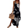 Zeagoo Women’s Casual Sundress Summer Maxi Sleeveless V Neck Split Boho Beach Dress Travel Vacation Dress with Pockets(A01-leaf)