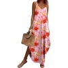 Zeagoo Women’s Casual Sundress Summer Maxi Sleeveless V Neck Split Boho Beach Dress Travel Vacation Dress with Pockets(A02-pink Floral)