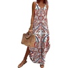 Zeagoo Women’s Casual Sundress Summer Maxi Sleeveless V Neck Split Boho Beach Dress Travel Vacation Dress with Pockets(Colorful Flora1)