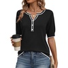 Zeagoo Women’s Short Sleeve Sweater 2026 Spring Summer Tops Clothes(A- Black-white)