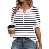 Zeagoo Women’s Short Sleeve Sweater 2026 Spring Summer Tops Clothes(A- Black&white Stripe)
