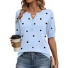 Zeagoo Women’s Short Sleeve Sweater 2026 Spring Summer Tops Clothes(A- Polka Dot Light Blue)