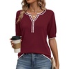 Zeagoo Women’s Short Sleeve Sweater 2026 Spring Summer Tops Clothes(A- Red-white)