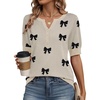Zeagoo Women’s Short Sleeve Sweater 2026 Spring Summer Tops Clothes(Bow Black)