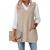 Zeagoo Women’s Sweater Vest 2026 Oversized Sleeveless V Neck Pullovers with Pocket Knitted Fall Outfits(Apricot)