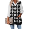 Zeagoo Women’s Sweater Vest 2026 Oversized Sleeveless V Neck Pullovers with Pocket Knitted Fall Outfits(Black Argyle)