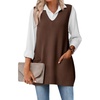 Zeagoo Women’s Sweater Vest 2026 Oversized Sleeveless V Neck Pullovers with Pocket Knitted Fall Outfits(Brown)