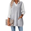 Zeagoo Women’s Sweater Vest 2026 Oversized Sleeveless V Neck Pullovers with Pocket Knitted Fall Outfits(Grey)