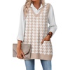 Zeagoo Women’s Sweater Vest 2026 Oversized Sleeveless V Neck Pullovers with Pocket Knitted Fall Outfits(Khaki Houndstooth)