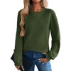Zeagoo Womens Sweaters 2026 Fashion Fall Tops Crew Neck Long Sleeve Knit Pullover Sweater S-XXL(Dark Green)