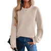 Zeagoo Womens Sweaters 2026 Fashion Fall Tops Crew Neck Long Sleeve Knit Pullover Sweater S-XXL(Gray)