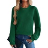 Zeagoo Womens Sweaters 2026 Fashion Fall Tops Crew Neck Long Sleeve Knit Pullover Sweater S-XXL(Lake Green)