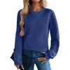 Zeagoo Womens Sweaters 2026 Fashion Fall Tops Crew Neck Long Sleeve Knit Pullover Sweater S-XXL(Navy Blue)