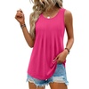 Zeagoo Womens Tank Tops Sleeveless Pleated Crew Neck Summer Tunic Tops Dressy Loose Fit Business Casual Blouses 2026(Rose Red)