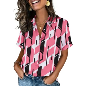 Zeagoo Button Down Shirts for Women Short Sleeve Tops Dressy Casual Blouses(Jh603-pink)