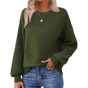 Zeagoo Sweaters for Women Cotton Loose Fit Chunky Knit Casual Fall Outfits(Army Green)