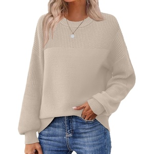 Zeagoo Sweaters for Women Cotton Loose Fit Chunky Knit Casual Fall Outfits(Beige)