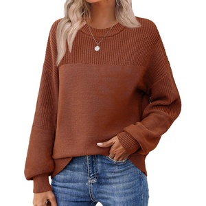 Zeagoo Sweaters for Women Cotton Loose Fit Chunky Knit Casual Fall Outfits(Caramel)