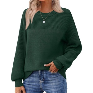 Zeagoo Sweaters for Women Cotton Loose Fit Chunky Knit Casual Fall Outfits(Green)