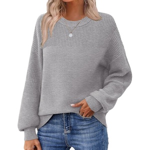 Zeagoo Sweaters for Women Cotton Loose Fit Chunky Knit Casual Fall Outfits(Grey)