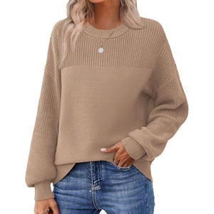 Zeagoo Sweaters for Women Cotton Loose Fit Chunky Knit Casual Fall Outfits(Khaki)