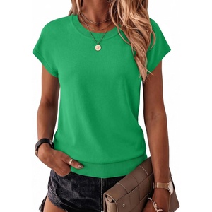 Zeagoo Sweaters for Women Tops Short Sleeve Crewneck Basic Fashion Clothing(Green)