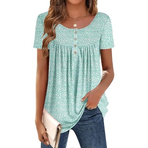 Zeagoo Women Tunics Tops Short Sleeve Summer Shirts Dressy Casual Blouses(An202)