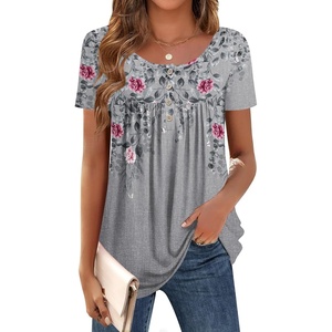 Zeagoo Women Tunics Tops Short Sleeve Summer Shirts Dressy Casual Blouses(Hf36)
