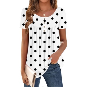 Zeagoo Women Tunics Tops Short Sleeve Summer Shirts Dressy Casual Blouses(Jh592- Polka Dots)