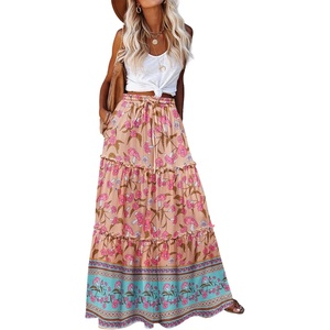 Zeagoo Womens Casual Maxi Skirts for Women 2026 High Waist Boho Skirts Floral Printed Long Flowy Skirt with Pockets(Floral-printed-05)