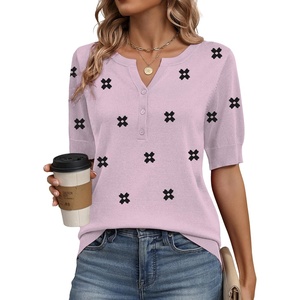 Zeagoo Women’s Short Sleeve Sweater 2026 Spring Summer Tops Clothes(A- Floral Jh455)
