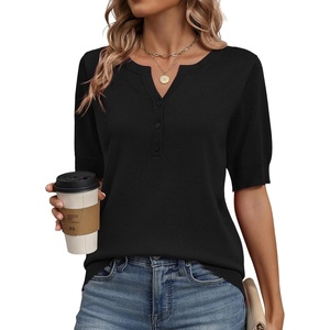 Zeagoo Women’s Short Sleeve Sweater 2026 Spring Summer Tops Clothes(Black)