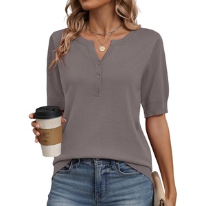 Zeagoo Women’s Short Sleeve Sweater 2026 Spring Summer Tops Clothes(Camel)