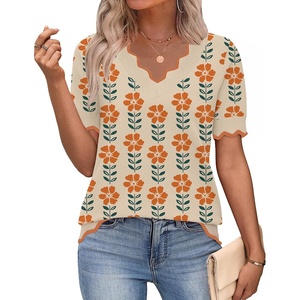 Zeagoo Women’s Short Sleeve Sweater 2026 Summer V Neck Tops Dressy Blouses(Sf167)