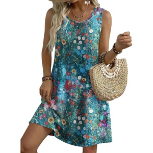 Zeagoo Womens Summer Dress 2026 Sleeveless Casual A-Line Tshirt Sundresses(Colorful)