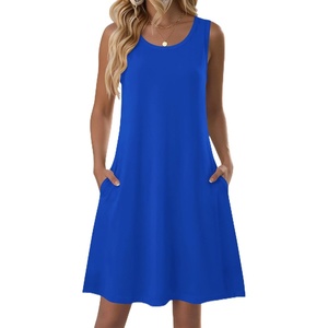 Zeagoo Womens Summer Dress 2026 Sleeveless Casual A-Line Tshirt Sundresses(Sky Blue)