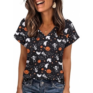 Zeagoo Womens Summer Tops Rolled Short Sleeve Shirts Dressy Casual Blouses(Black Ghost-ws36)