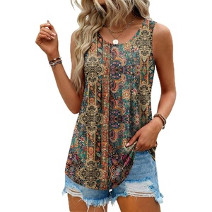 Zeagoo Womens Tank Tops Sleeveless Pleated Crew Neck Summer Tunic Tops Dressy Loose Fit Business Casual Blouses 2026(Mz721)