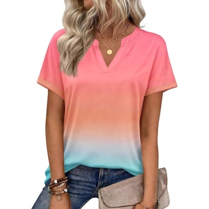 Zeagoo Womens Tops Short Sleeve Summer V Neck Shirts Work Casual Blouses(Gradient 218)