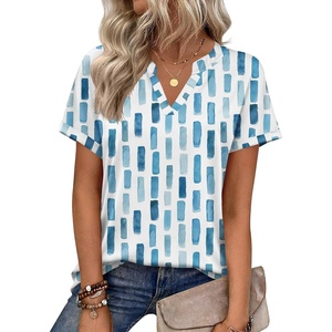 Zeagoo Womens Tops Short Sleeve Summer V Neck Shirts Work Casual Blouses(Striped 329)