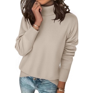 Zeagoo Women’s Turtleneck Sweater Long Sleeve Casual Knit Pullover Top 2026(Apricot)
