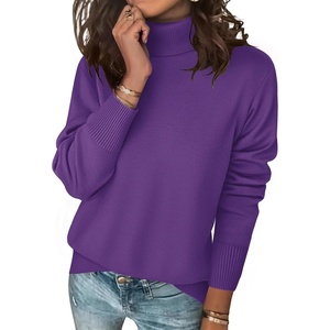 Zeagoo Women’s Turtleneck Sweater Long Sleeve Casual Knit Pullover Top 2026(Dark Purple)