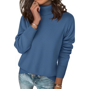 Zeagoo Women’s Turtleneck Sweater Long Sleeve Casual Knit Pullover Top 2026(Deep Blue)