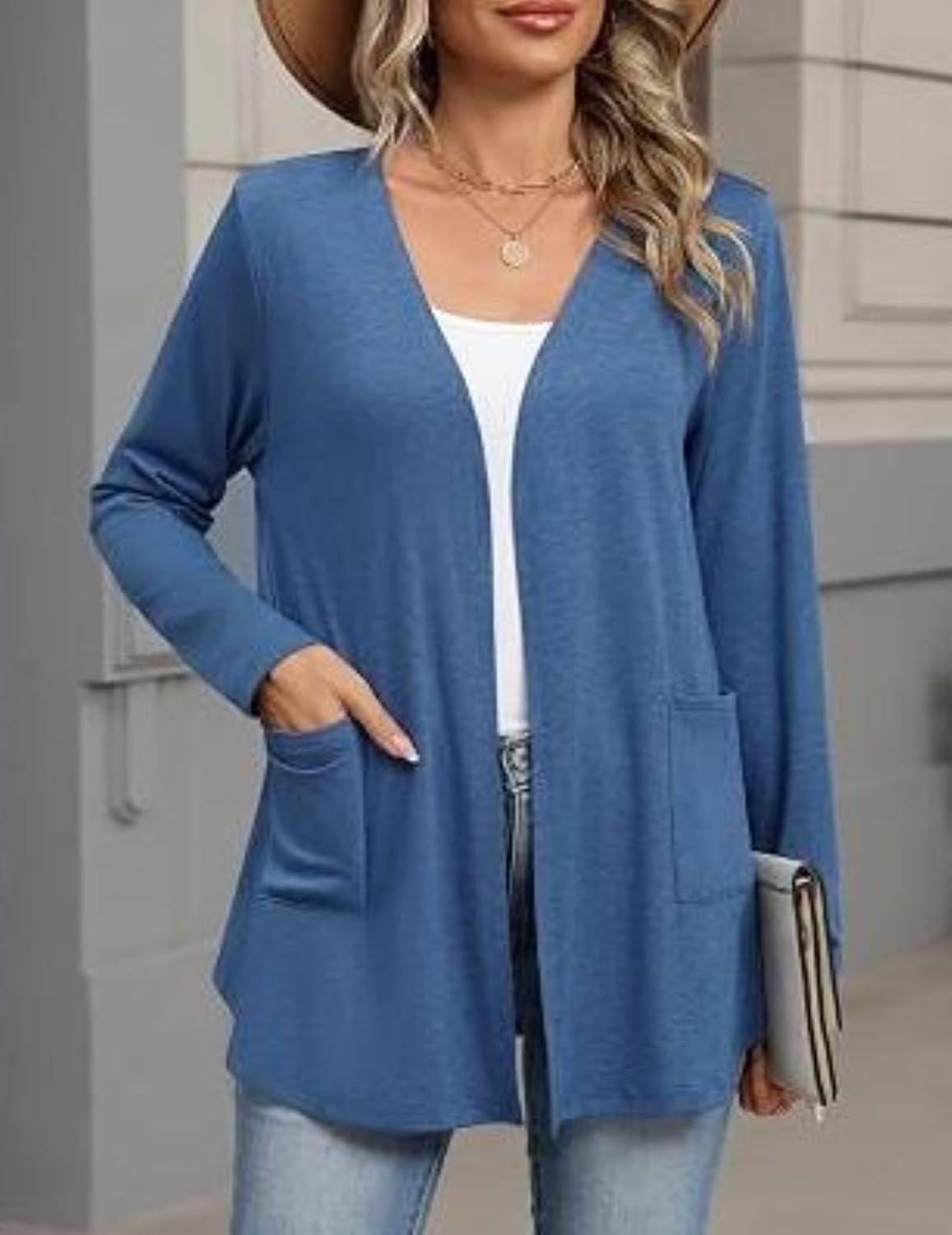 image:imageZeagoo Cardigan Sweaters for Women 2026 Loose Fit Lightweight Fall OutfitsBlue