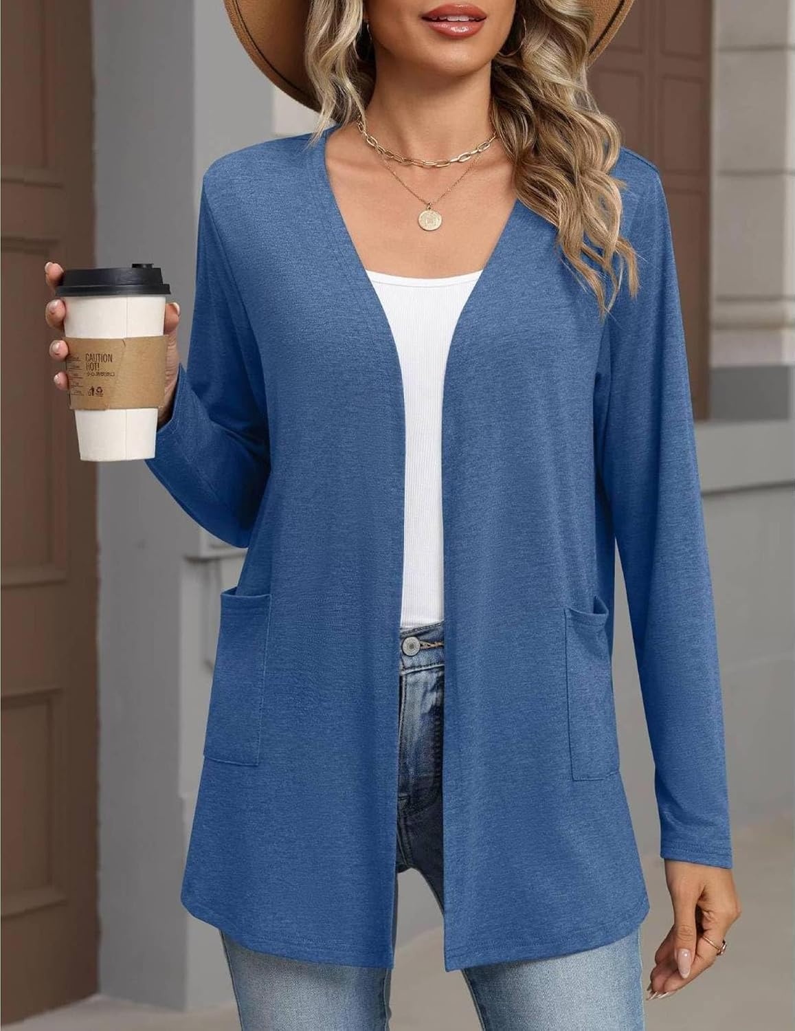 image:imageZeagoo Cardigan Sweaters for Women 2026 Loose Fit Lightweight Fall OutfitsBlue